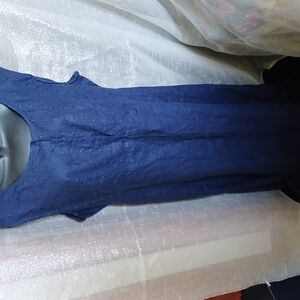 Spencer Tyler linen women's dress, sleeveless, navy, Sz L, NWT